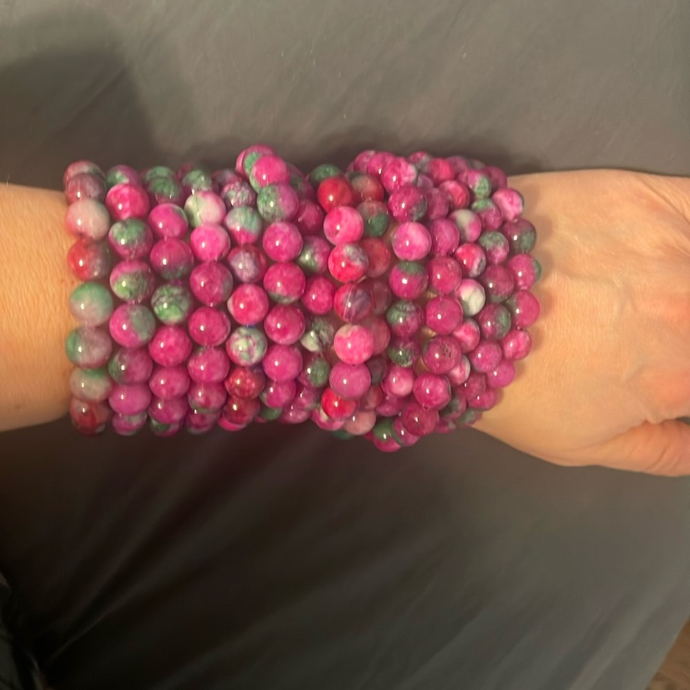 Green strawberry quartz bracelets